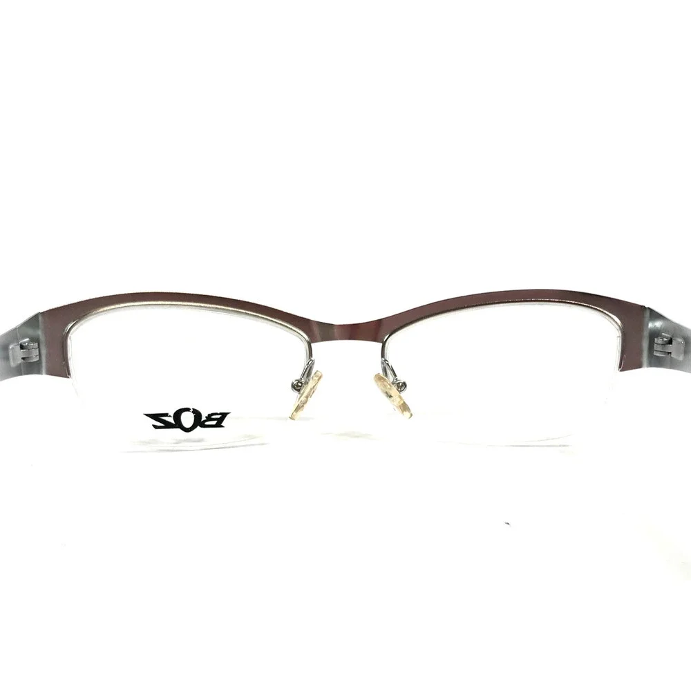 BOZ Eyeglasses Frames VIM 1313 Silver Cracked Earth Pattern Half Rim 52-18-135